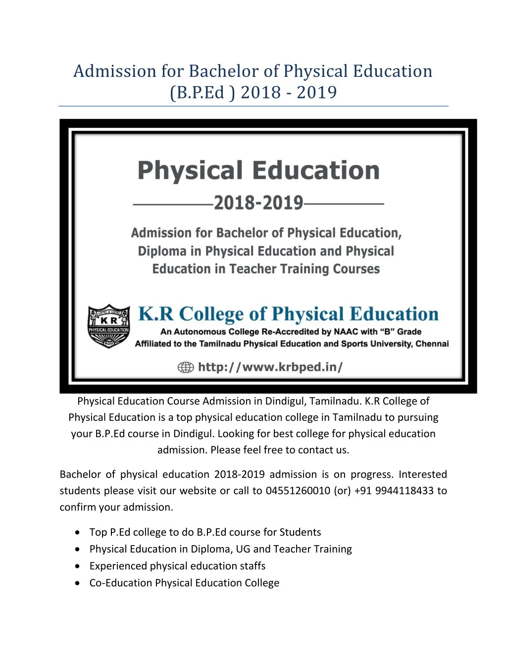 admission for bachelor of physical education