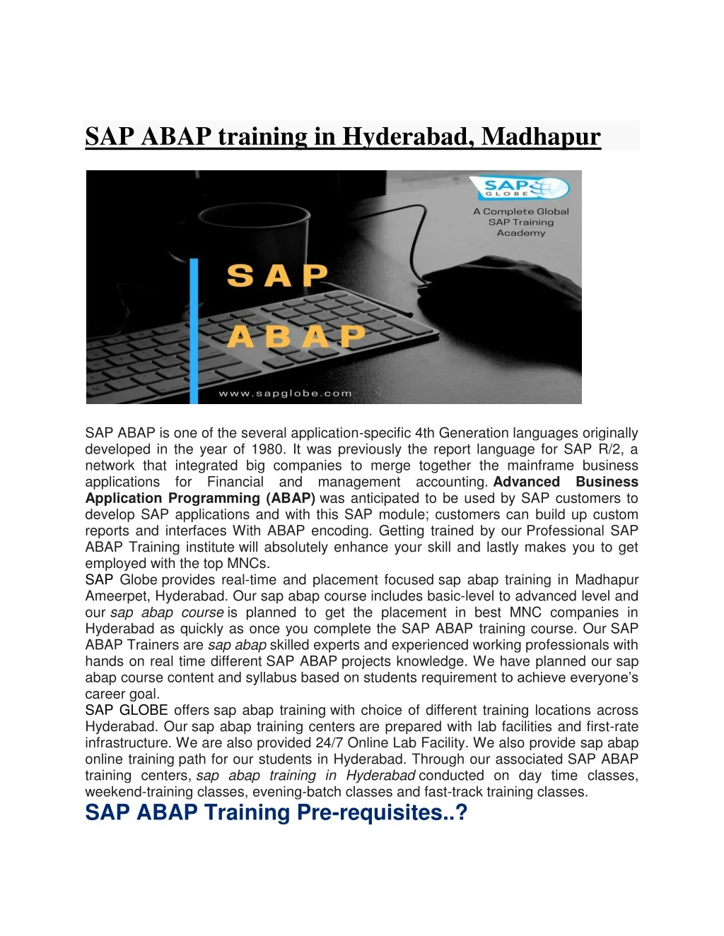 sap abap training in hyderabad madhapur