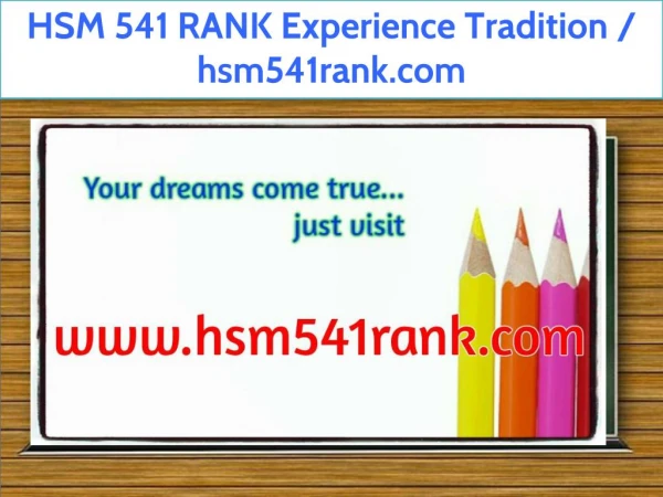 HSM 541 RANK Experience Tradition / hsm541rank.com