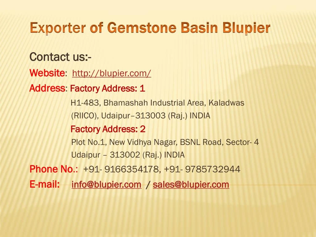 exporter of gemstone basin blupier