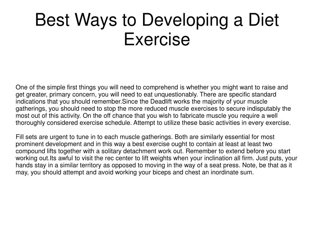 best ways to developing a diet exercise