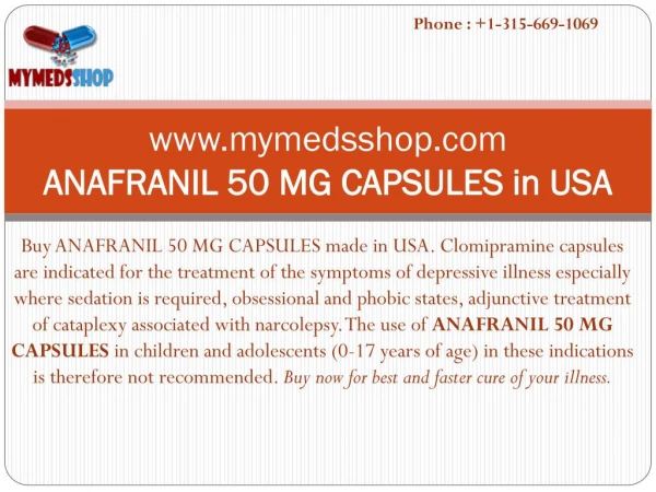 ANAFRANIL 50 MG CAPSULES in USA