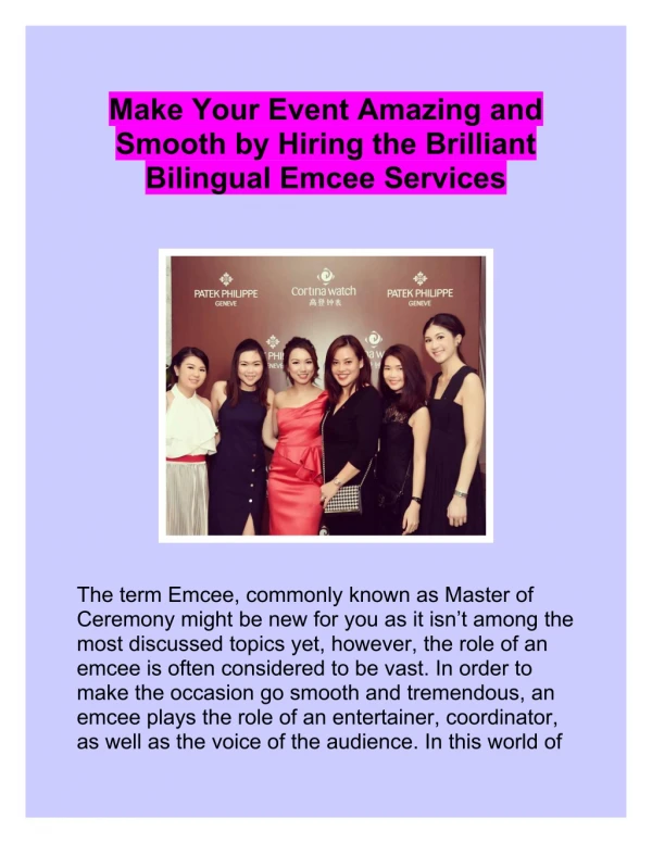 Make Your Event Amazing and Smooth by Hiring the Brilliant Bilingual Emcee Services