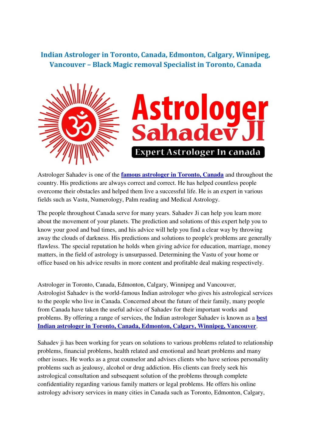 indian astrologer in toronto canada edmonton