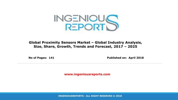 Global 2025 Proximity Sensors Market Share, Forecast and Trends Research Analysis- IngeniousReports