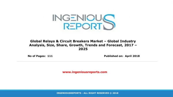 High Voltage Circuit Breaker Market Size Analysis With Major Industry Key Players Profiles- IngeniousReports