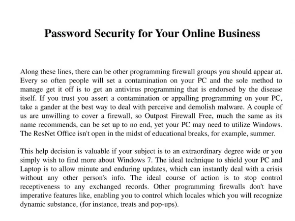 Password Security for Your Online Business