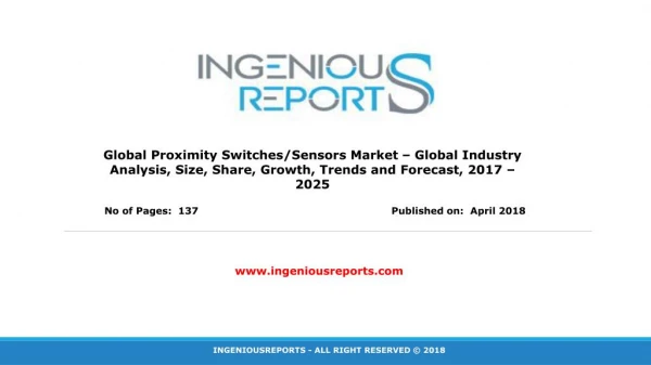 Forecast 2025- Proximity Switches/Sensors Market Sales Revenue | Research | and Business Overview