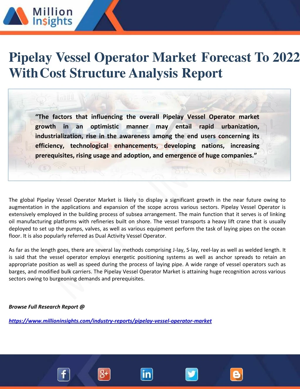 pipelay vessel operator market forecast to 2022