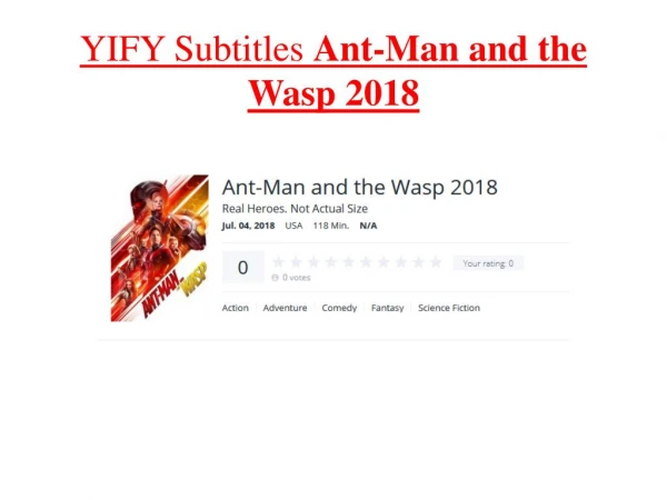 YIFY Subtitles Ant-Man and the Wasp 2018