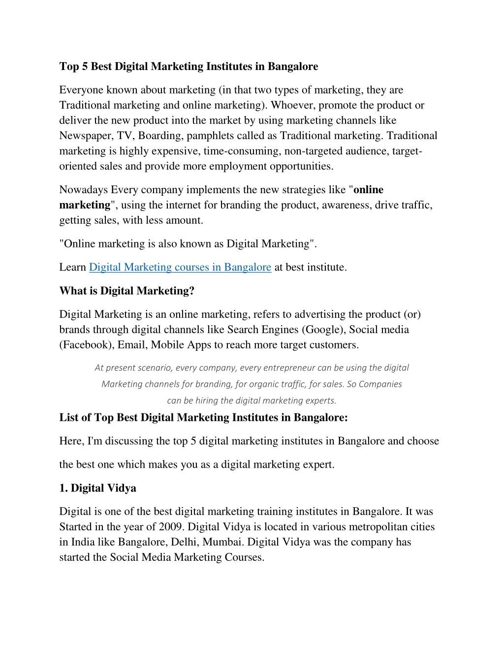 top 5 best digital marketing institutes