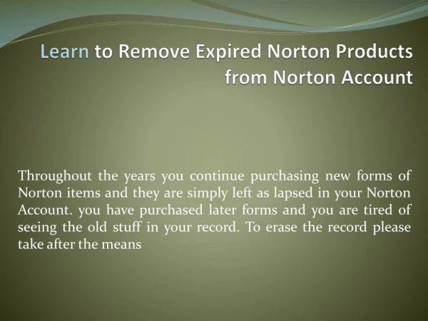 Learn To Remove Expired Norton Products From Norton Account