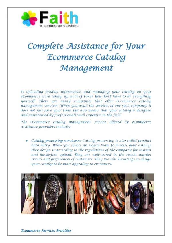 Complete Assistance for Your Ecommerce Catalog Management
