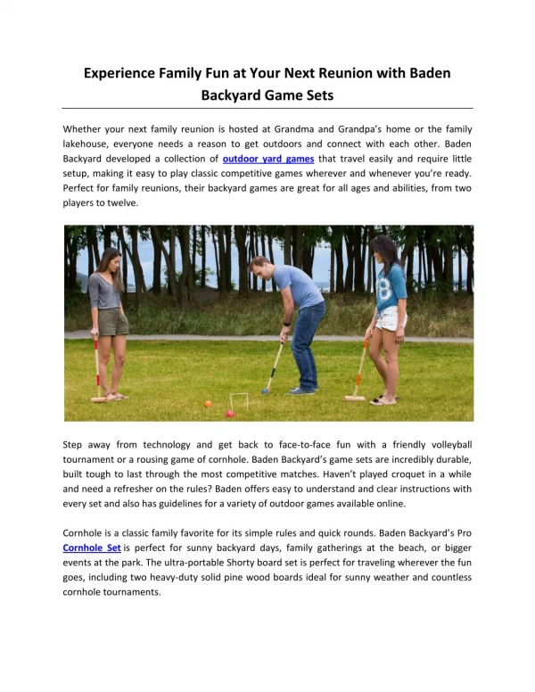 Experience Family Fun at Your Next Reunion with Baden Backyard Game Sets