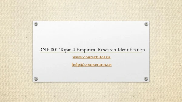 dnp 801 topic 4 empirical research identification