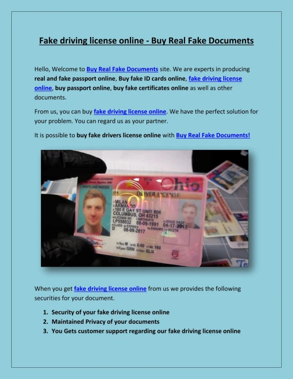 Fake driving license online - Buy Real Fake Documents