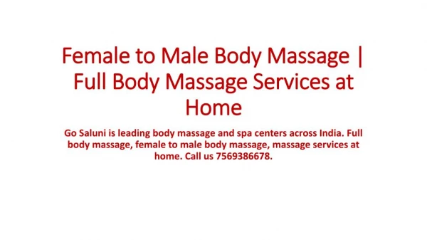 Body massager at Home | Body massage in hyderabad home service