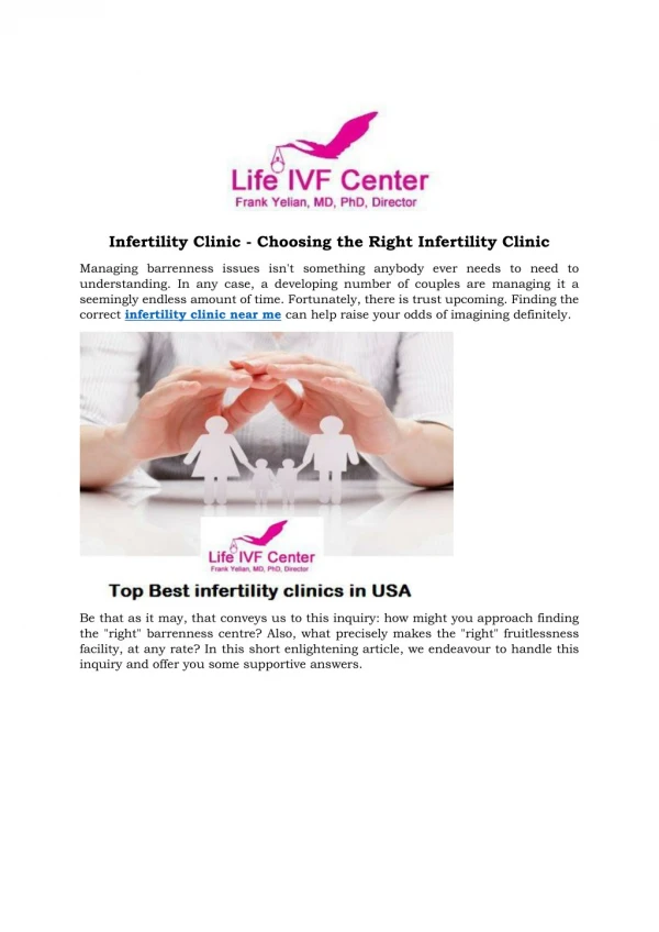 Infertility Clinic - Choosing the Right Infertility Clinic