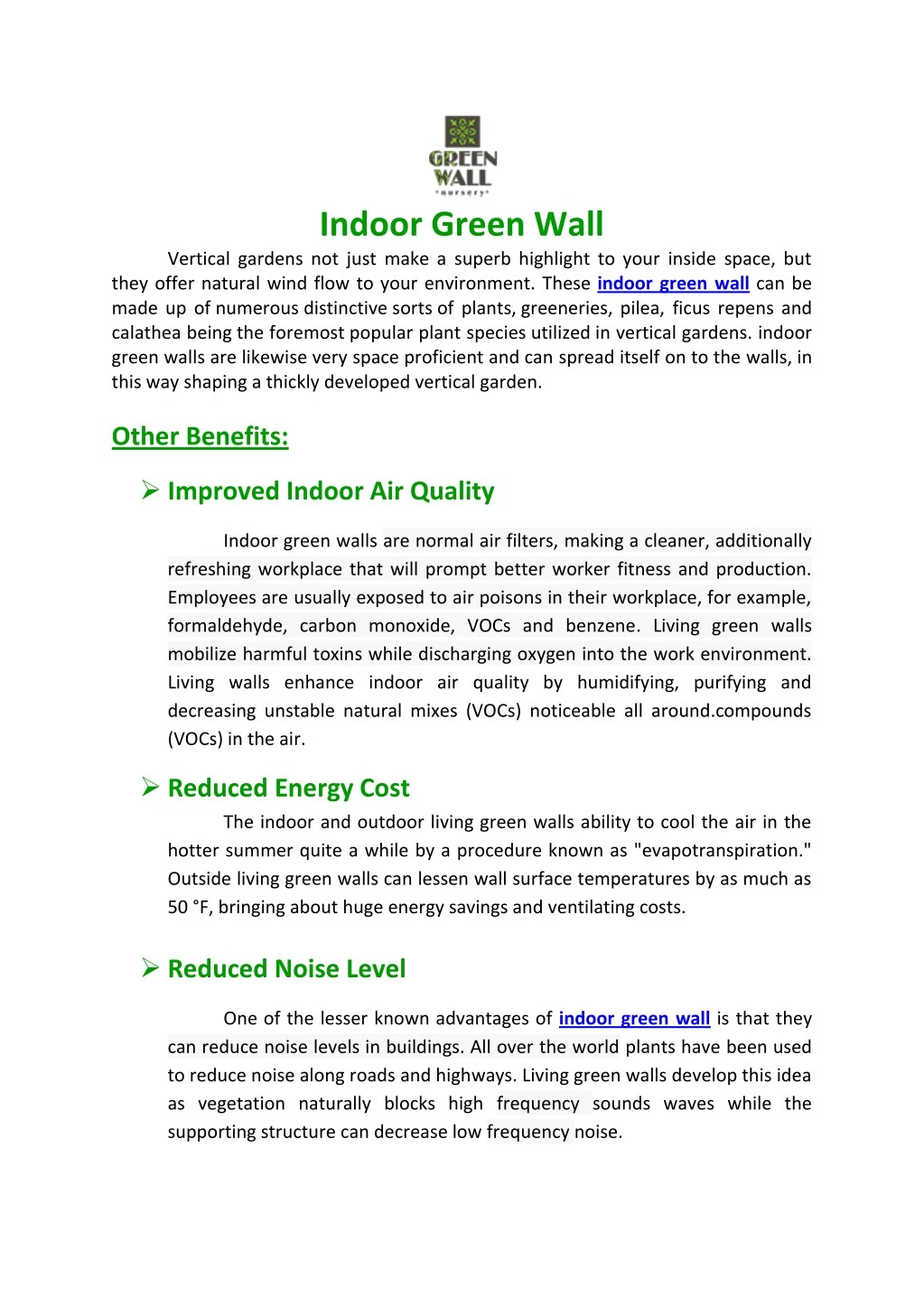 indoor green wall