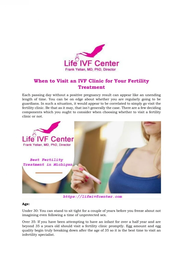 When to Visit an IVF Clinic for Your Fertility Treatment