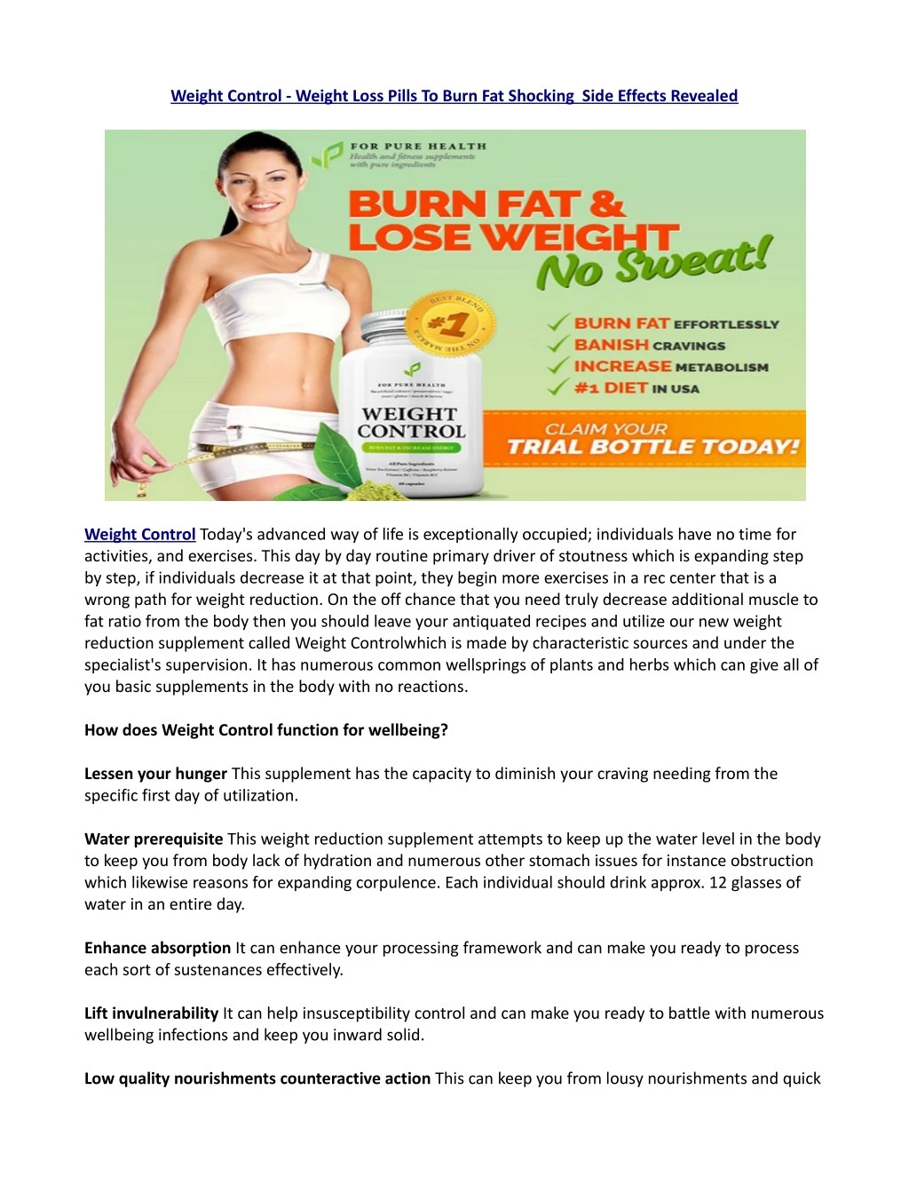 weight control weight loss pills to burn