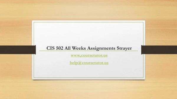 CIS 502 All Weeks uCertify Weekly Assessment