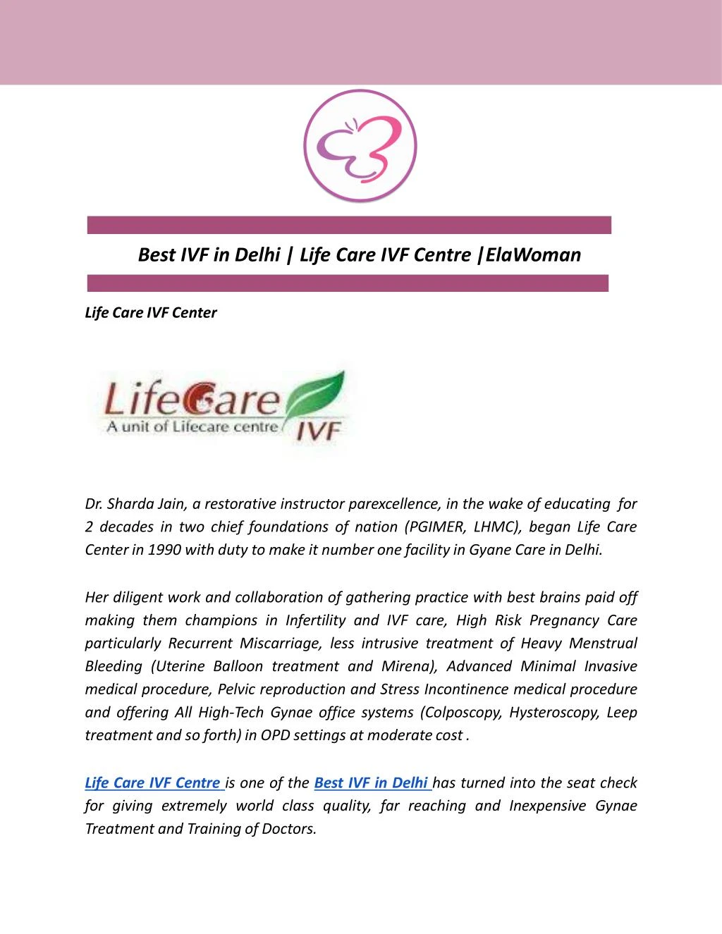 best ivf in delhi life care ivf centre elawoman