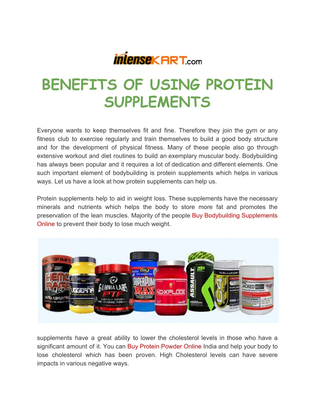 benefits of using protein supplements