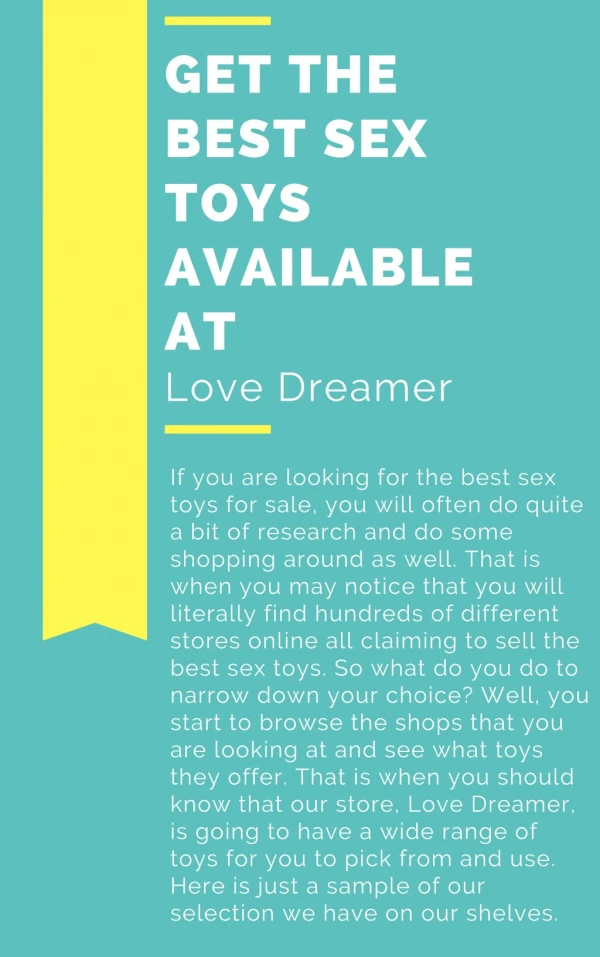 Get The Best Sex Toys Available at Love Dreamer