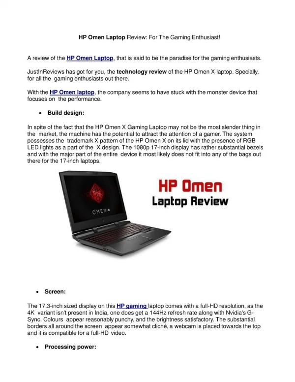 HP Omen Laptop Review: For The Gaming Enthusiast!