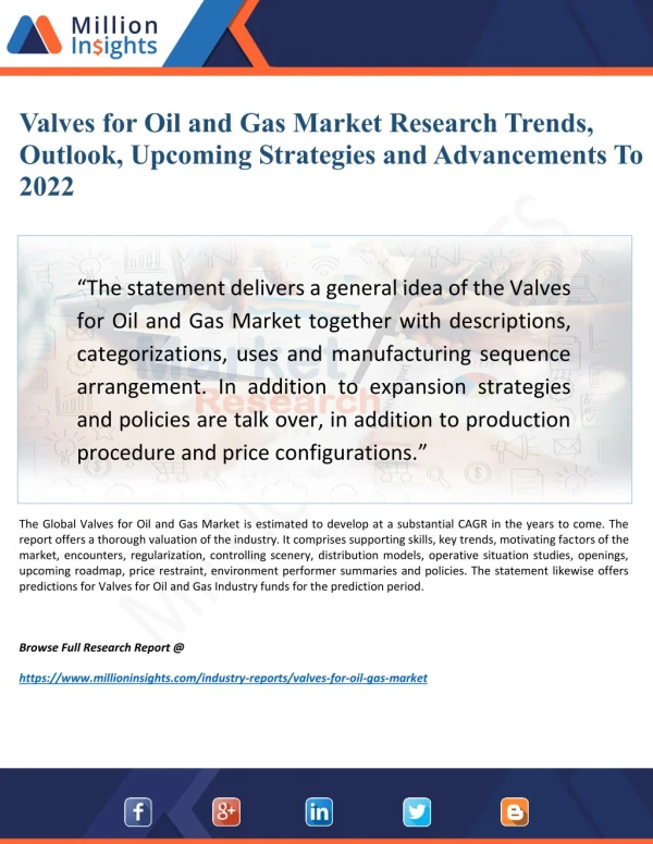 Valves for Oil and Gas Market 2022: Leading Key Players, Upcoming Trends