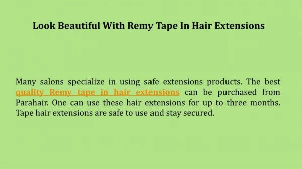 Quality Remy Tape In Hair Extension