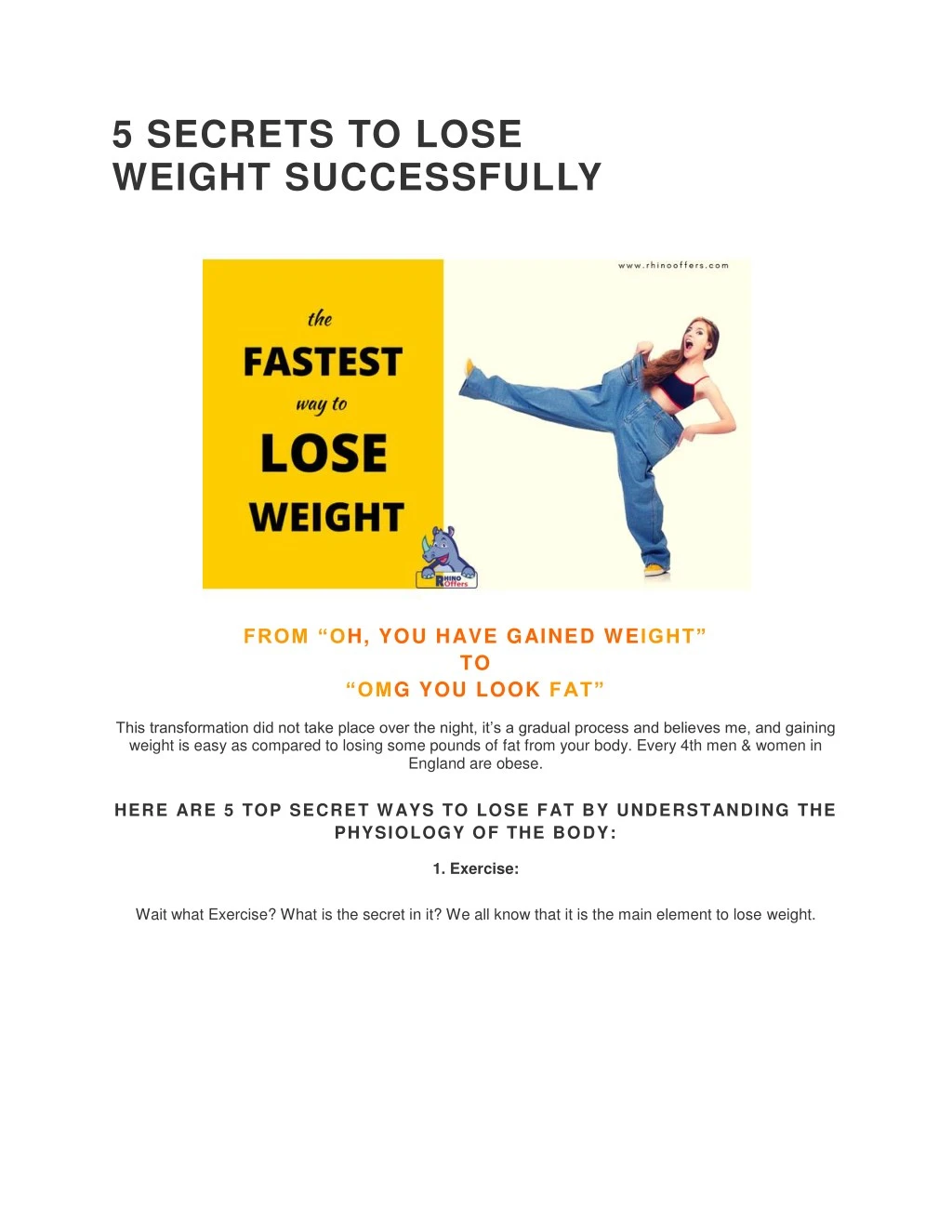 5 secrets to lose weight successfully
