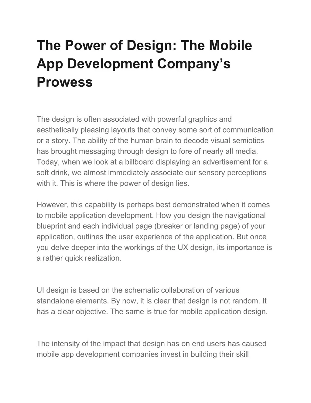 the power of design the mobile app development