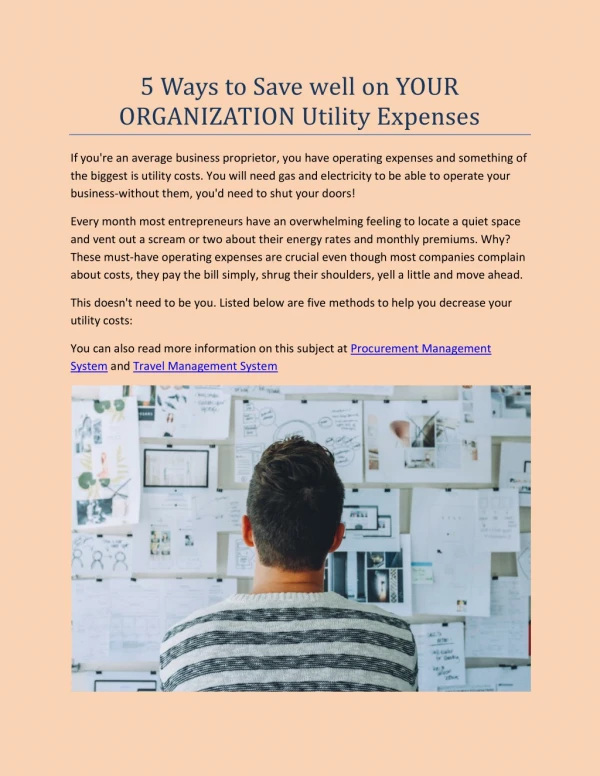 5 Ways to Save well on YOUR ORGANIZATION Utility Expenses