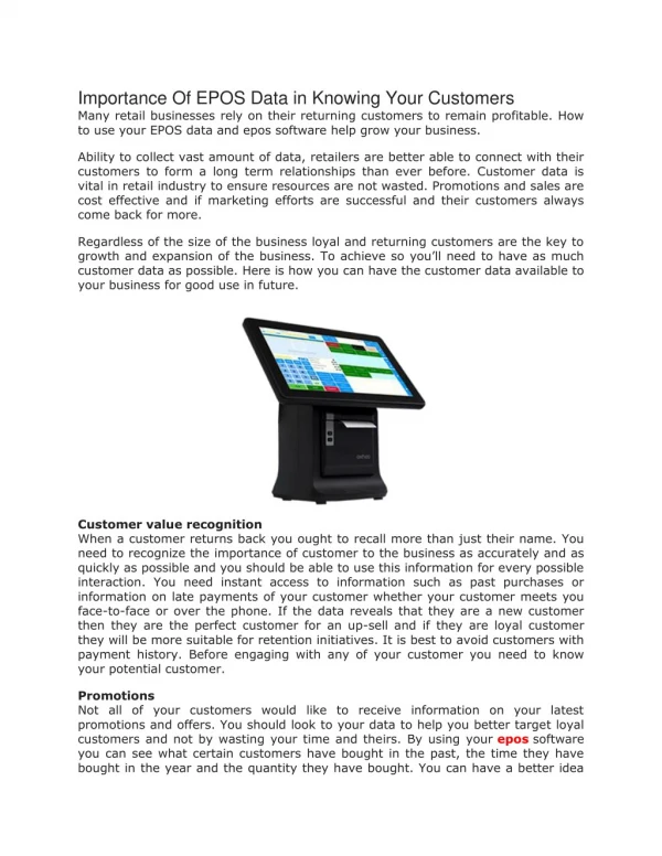 Importance Of EPOS Data in Knowing Your Customers