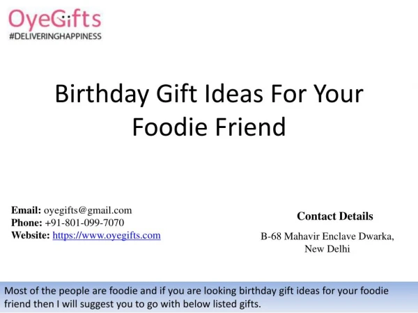 Birthday Gift Ideas For Your Foodie Friend