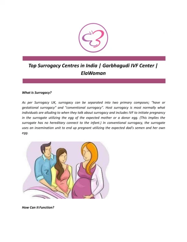 Top Surrogacy Centres in India | Garbhagudi IVF Center | ElaWoman