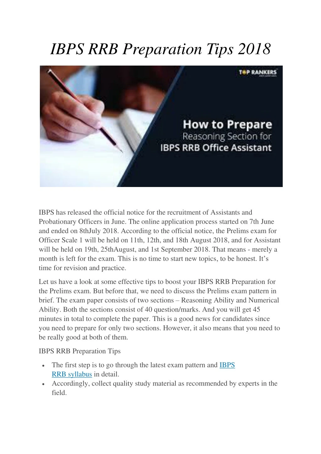 ibps rrb preparation tips 2018