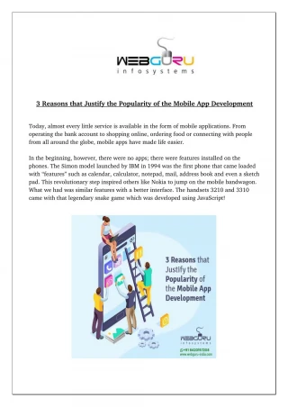 3 Reasons that Justify the Popularity of the Mobile App Development - slide 1