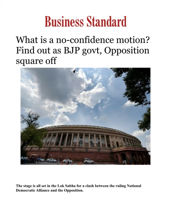 What is a no-confidence motion? Find out as BJP govt, Opposition square off