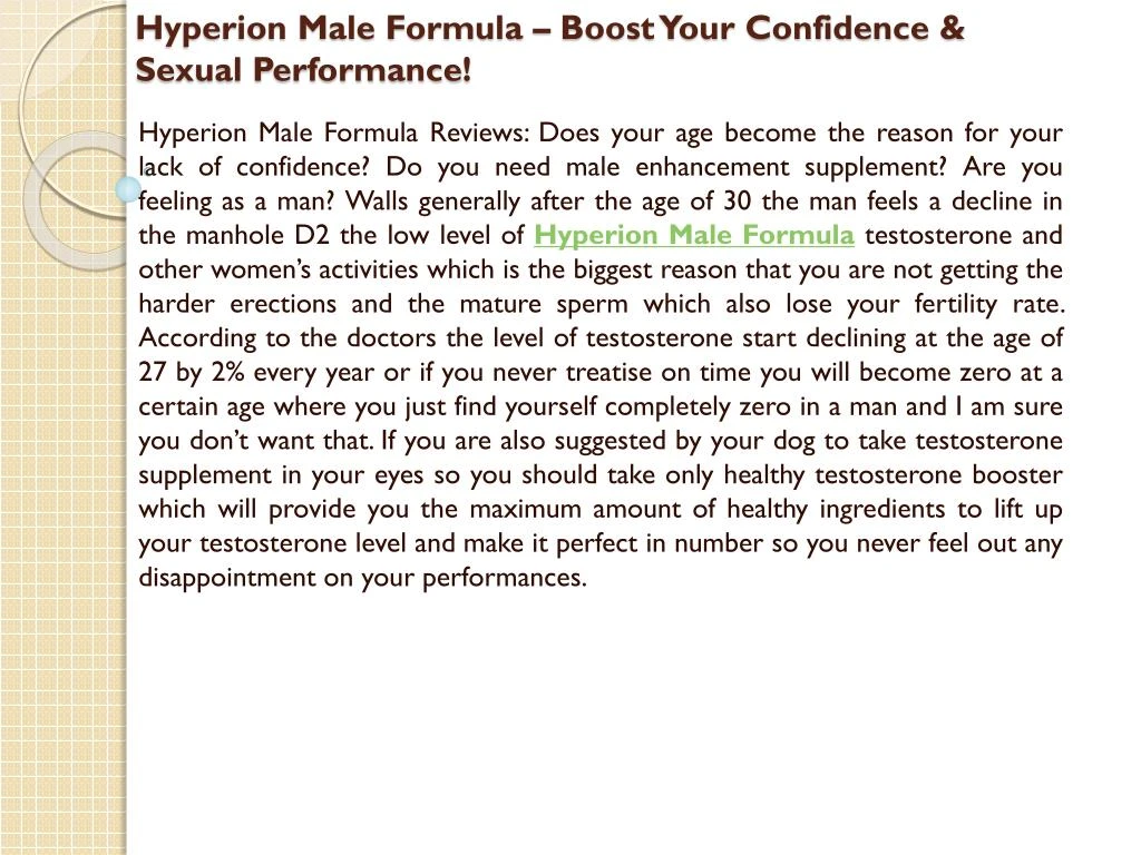 hyperion male formula boost your confidence sexual performance