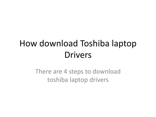 How to downlaod Toshiba laptop Drivers | Toshiba Support