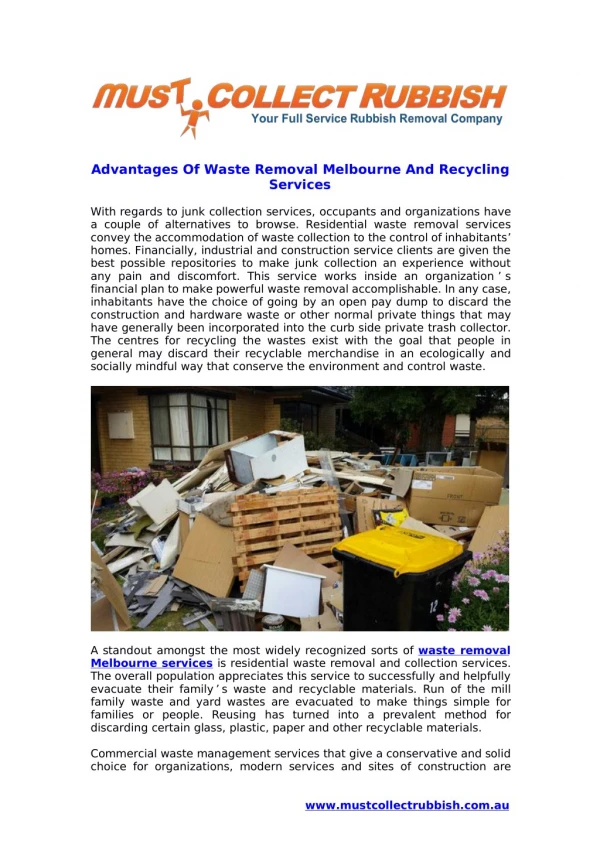 Advantages Of Waste Removal Melbourne And Recycling Services