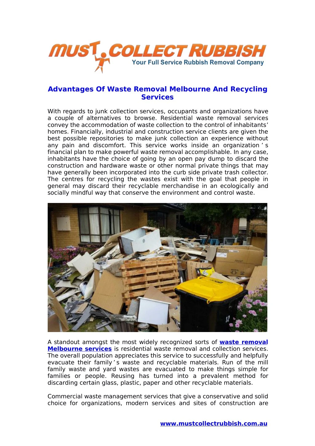 advantages of waste removal melbourne