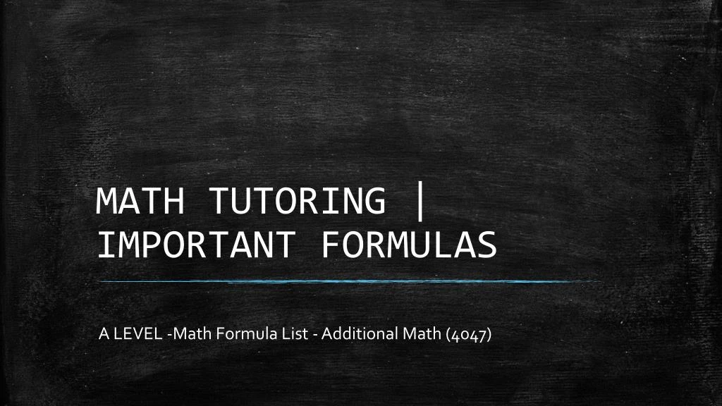 math tutoring important formulas