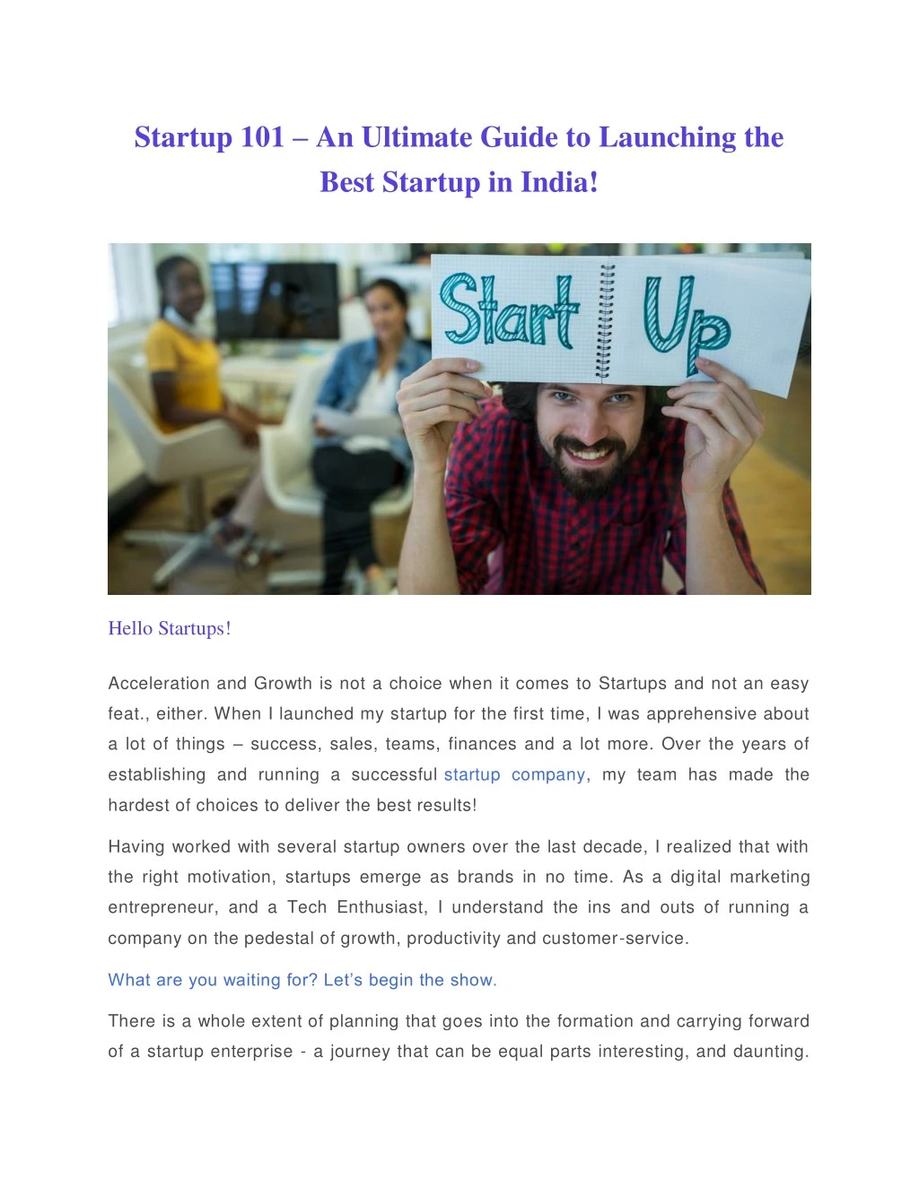 startup 101 an ultimate guide to launching