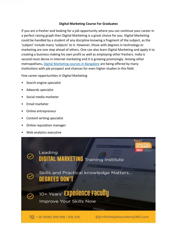 digital marketing course for graduates