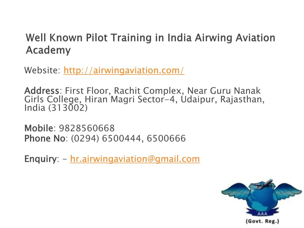 well known pilot training in india airwing aviation academy
