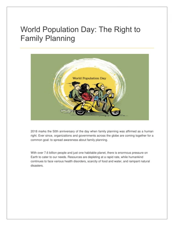 World Population Day: The Right to Family Planning